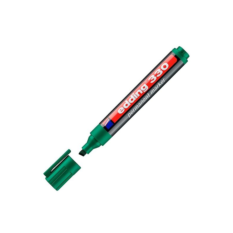 (330-04) EDDING MARCADOR PERMANENTE 330 PUNTA BISELADA VERDE