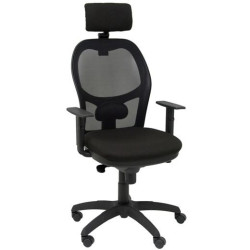(15SNBALI840CRG) PIQUERAS Y CRESPO SILLA JORQUERA BRAZOS REGULABLES C/CABECERO REGULABLE MALLA NEGRA ASIENTO BALI NEGRO