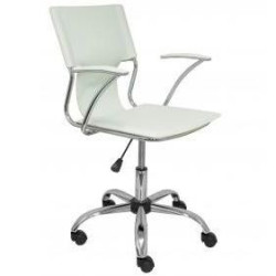 (214BL) PIQUERAS Y CRESPO SILLA BOGARRA GIRATORIA BRAZOS/F CHASIS CROMADO TAPIZADO SIMILPIEL BLANCA