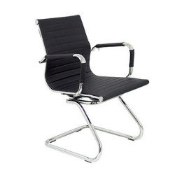 (258CPNE) PIQUERAS Y CRESPO MODELO MADROÑO SILLON PATIN ASIENTO Y RESPALDO EN SEMIPIEL COLOR NEGRO