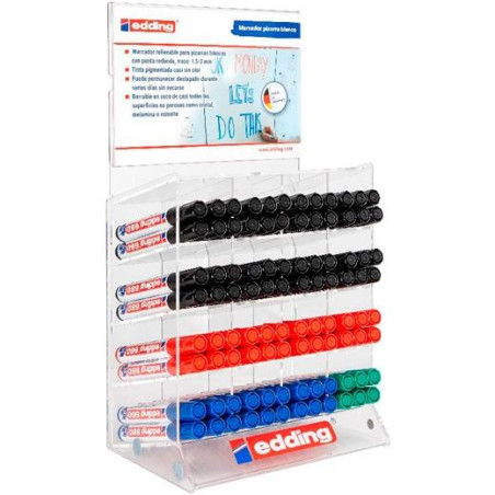 (4-70660) EDDING MARCADOR PIZARRA BLANCA E-660 GAMA COLORES BÁSICOS SURTIDOS EXPOSITOR 96 UD