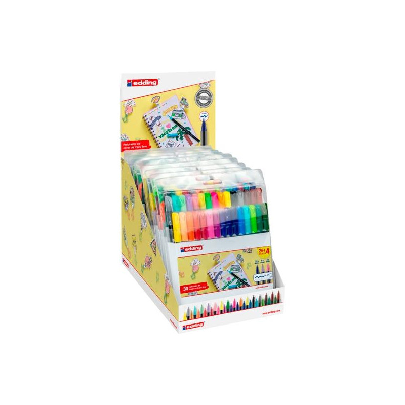 (4-52443) EDDING ROTULADOR 1200 PUNTA FINA CLÁSICO/NEÓN/PASTEL C/SURTIDOS EXPOSITOR 10 PACK 4-1200-30