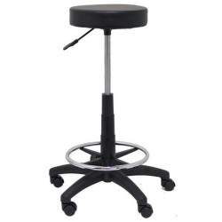 (T10SPNE) PIQUERAS Y CRESPO TABURETE TOLOSA GIRATORIO REGULABLE CON ARO REPOSAPIÉS TAPIZADO SIMILPIEL NEGRO
