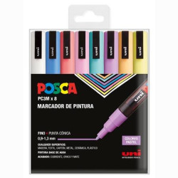 (182634850) POSCA MARCADOR  PC-3M/8C NO PERMANENTE PUNTA FINA 0.9MM-1.3MM COLORES SURTIDOS PASTEL -8U-