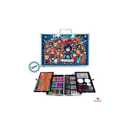(AB-0909) ALEX BOG MALETÍN DE ALUMINIO 145 PIEZAS SET ART STUDIO MANGA C/SURTIDOS