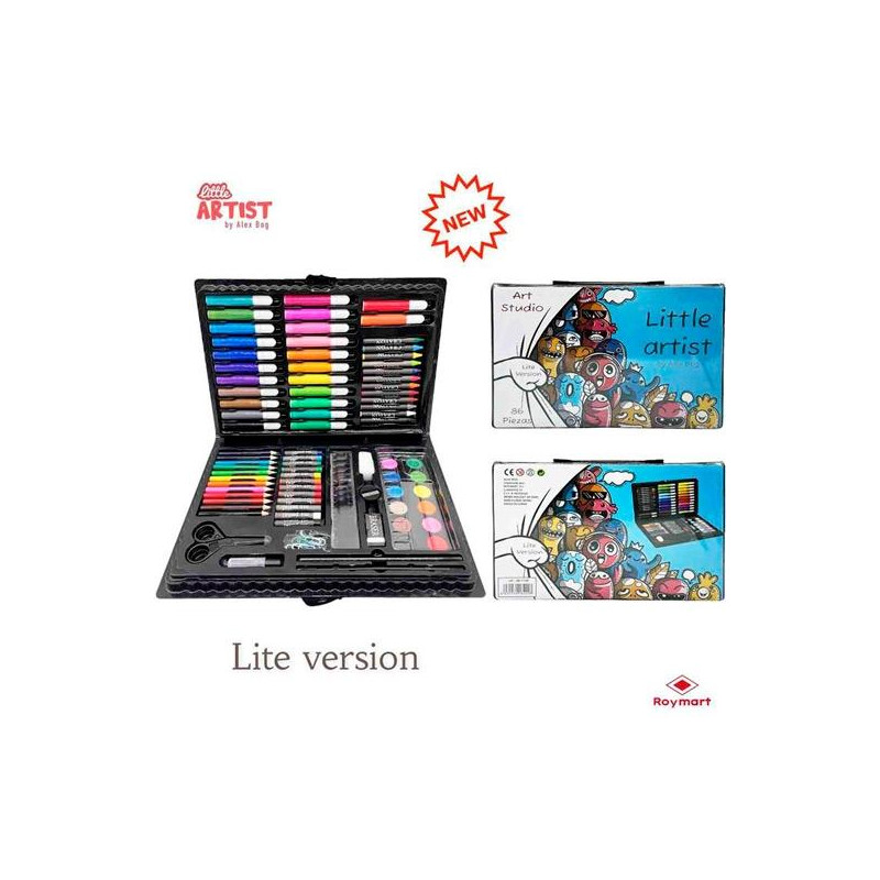 (AB-1100) ALEX BOG SET ART STUDIO LITTLE ARTIST 86 PIEZAS PLASTIC BOX C/SURTIDOS