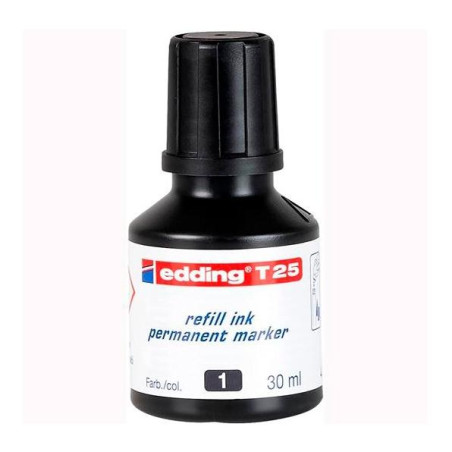 (T25001) EDDING FRASCO DE TINTA T25 PARA ROTULADOR PERMANENTE 30ML NEGRO