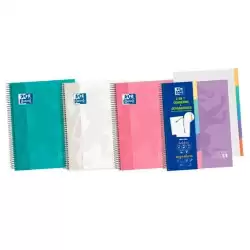 (400135623) OXFORD CUADERNO EUROPEANBOOK 5 CLASSIC PESTAÑAS MICROPERFORADO 100H A5+ 5X5 5 T/EXTRADURA  C/SURTIDOS PASTEL