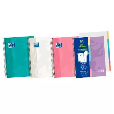 (400135623) OXFORD CUADERNO EUROPEANBOOK 5 CLASSIC PESTAÑAS MICROPERFORADO 100H A5+ 5X5 5 T/EXTRADURA  C/SURTIDOS PASTEL