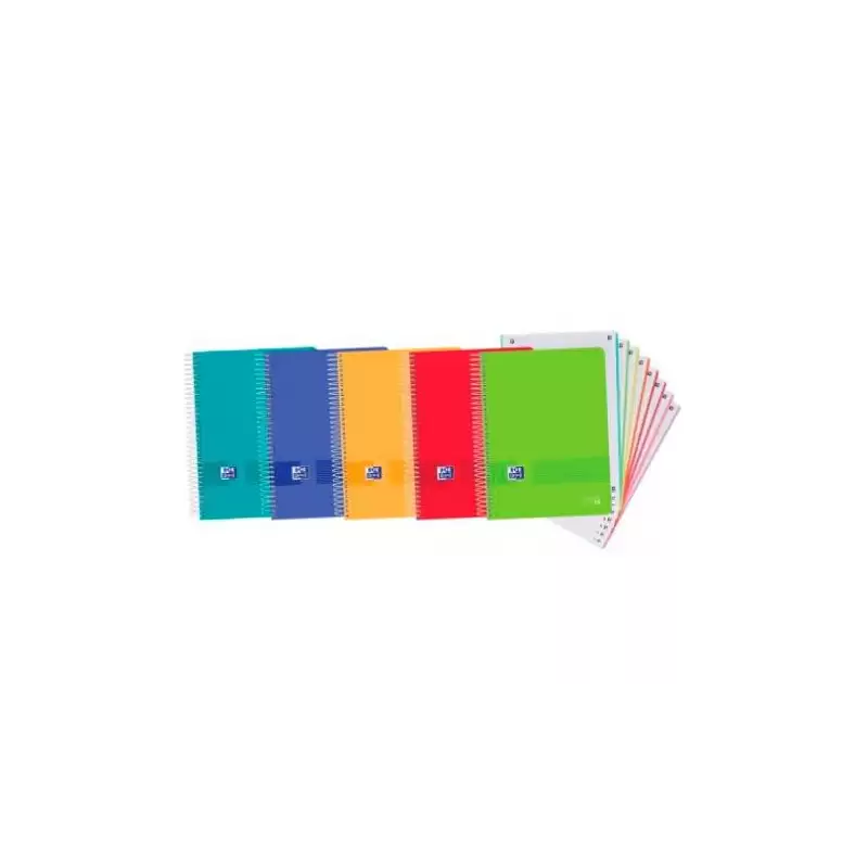 (400149423) OXFORD CUADERNO LIVE&GO EUROPEANBOOK 8 MICROPERFORADO 160H A4+ 5X5 TAPA DE PLÁSTICO C/SURTIDOS VIVOS