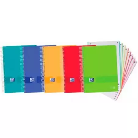 (400149423) OXFORD CUADERNO LIVE&GO EUROPEANBOOK 8 MICROPERFORADO 160H A4+ 5X5 TAPA DE PLÁSTICO C/SURTIDOS VIVOS