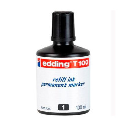 (T100-01) EDDING FRASCO DE TINTA T100 PARA ROTULADOR PERMANENTE 100ML NEGRO