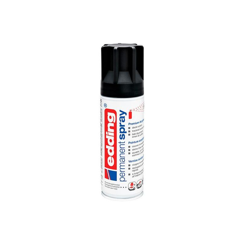 (5200-901) EDDING PINTURA PERMANENTE EN SPRAY BOTE 200ML NEGRO MATE