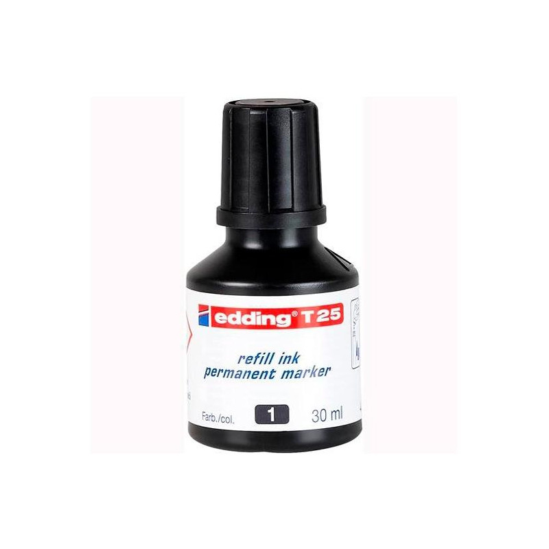 (T25001) EDDING FRASCO DE TINTA T25 PARA ROTULADOR PERMANENTE 30ML NEGRO