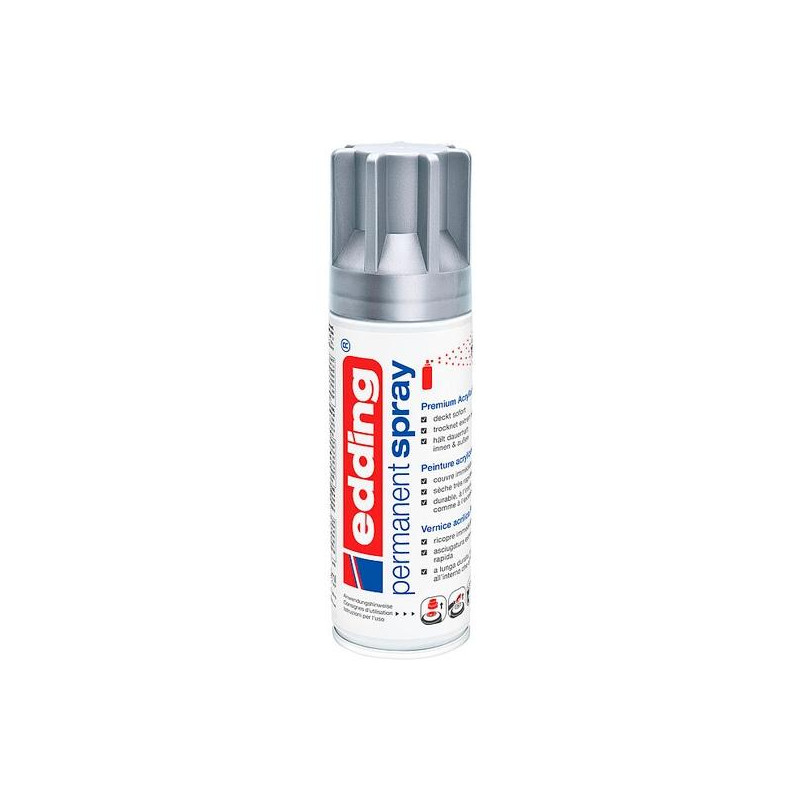 (5200-923) EDDING PINTURA PERMANENTE EN SPRAY BOTE 200ML PLATA MATE