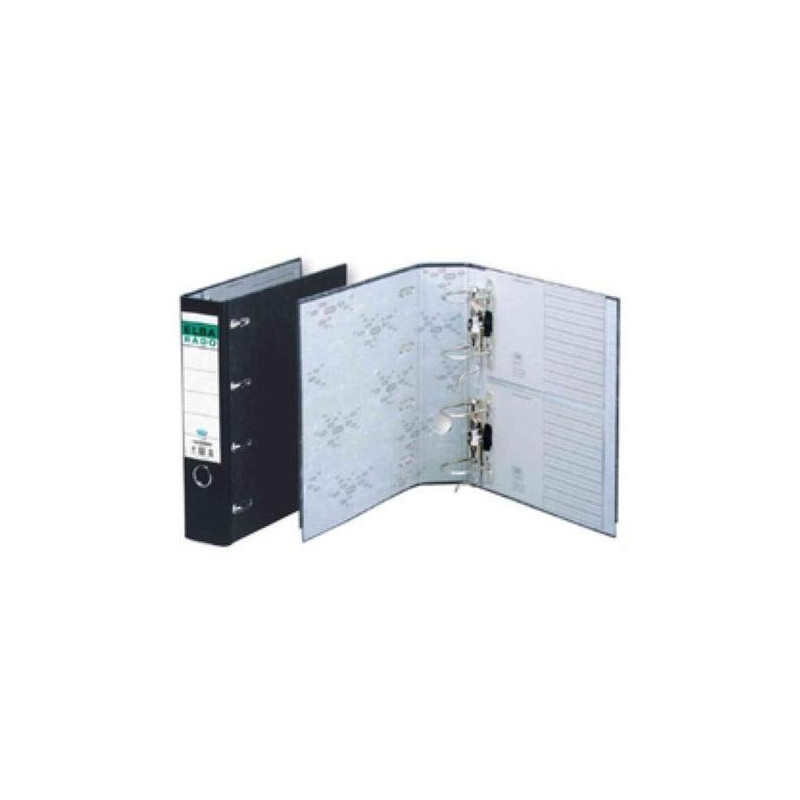 (100551836) ELBA ARCHIVADOR DOBLE MECANISMO LOMO ANCHO RADO A4 CARTÓN EXTRA RÍGIDO JASPEADO NEGRO