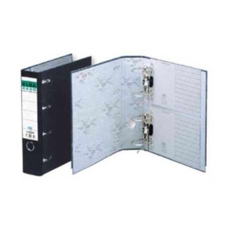 (100551836) ELBA ARCHIVADOR DOBLE MECANISMO LOMO ANCHO RADO A4 CARTÓN EXTRA RÍGIDO JASPEADO NEGRO