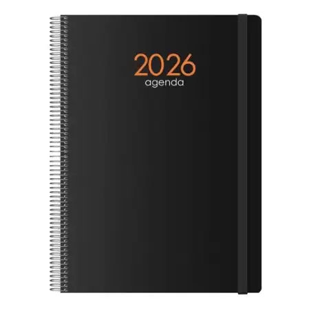 (11617-2026) DOHE AGENDA ANUAL SYNCRO ESPIRAL 21X29.7CM DP CIERRE C/GOMA PP NEGRO 2026