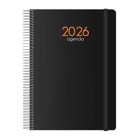 (11622-2026) DOHE AGENDA ANUAL SYNCRO ESPIRAL 15X21CM SV CIERRE C/GOMA PP NEGRO 2026
