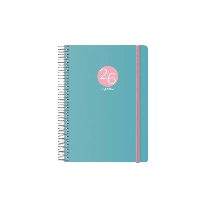 (12687-2026) DOHE AGENDA ANUAL MEMPHIS ESPIRAL 15X21CM DP CIERRE C/GOMA PP VERDE 2026