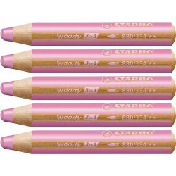 (880/334) STABILO LÁPICES DE COLORES WOODY 3 EN 1 ROSA ESTUCHE 5 UD