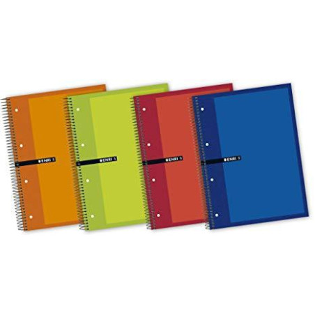 (100430093) ENRI CUADERNO ESPIRAL MICROPERFORADO 120H+40H A4+ 5X5MM 4 TALADROS 5 BANDAS COLOR T/EXTRADURAS C/SURTIDOS
