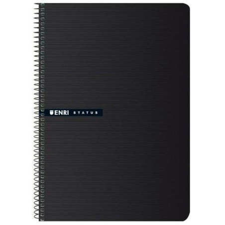 (100435750) ENRI CUADERNO ESPIRAL TAPA DURA 100H FOLIO 70GR CUADRÍCULA 4X4 NEGRO