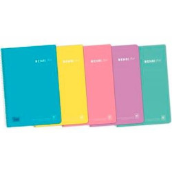 (400150287) ENRI CUADERNO ESPIRAL FOLIO 80H 4X4MM C/M TAPA PP C/SURTIDOS PASTEL