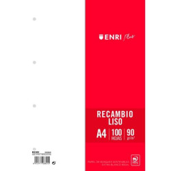 (400173992) ENRI RECAMBIO PLUS 100H A4 90GR LISO 4 TALADROS BLANCO