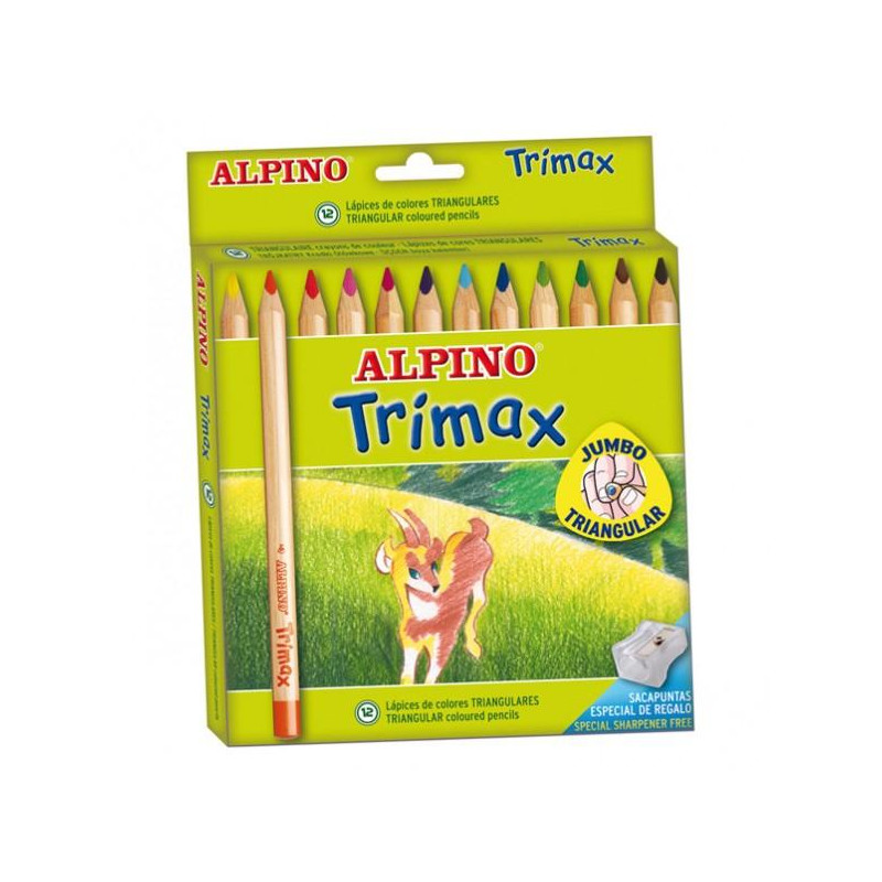 (AL000113) ALPINO LÁPICES DE COLORES TRIMAX 177MM + SACAPUNTAS C/SURTIDOS ESTUCHE 12 UD