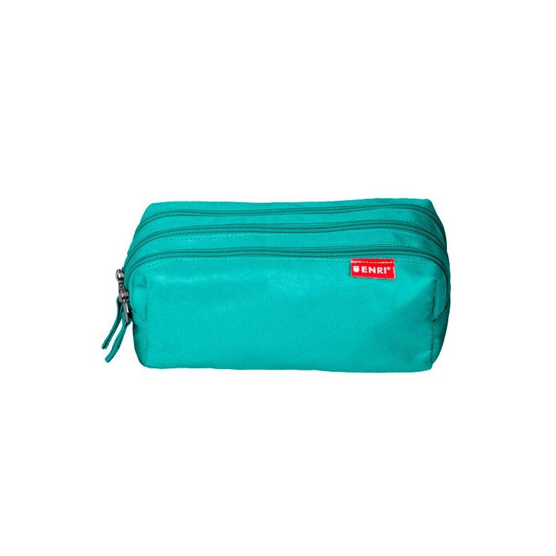 (400195237) ENRI ESTUCHE 3 CREMALLERAS POLIÉSTER VERDE AZULADO