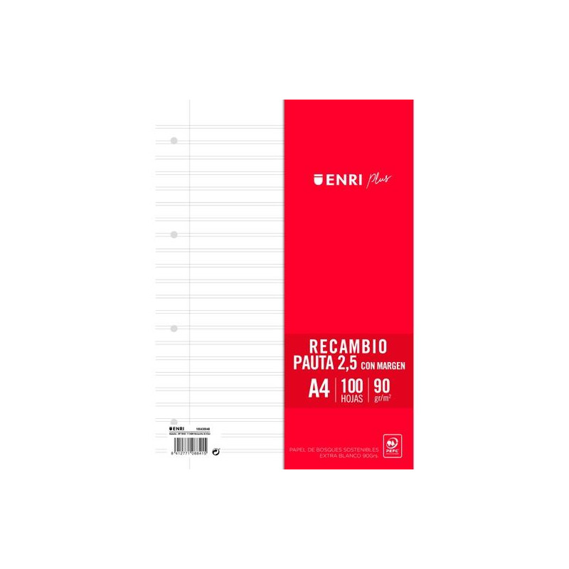 (400173990) ENRI RECAMBIO PLUS 100H A4 90GR PAUTA 2