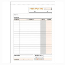 (T-90) TALONARIO PRESUPUESTO CUARTO NATURAL DUPLICADO AUTOCOPIA