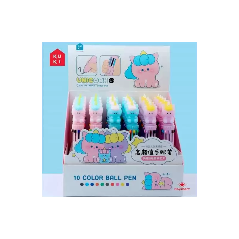 (KK-7113) ROYMART BOLIS DE 10 COLORES UNICORNIOS SURTIDOS EXPOSITOR 36 UD