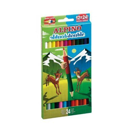 (AL000169) ALPINO LÁPICES DE COLORES DOUBLE 177MM DOBLE PUNTA Y COLOR SURTIDOS ESTUCHE 12 UD