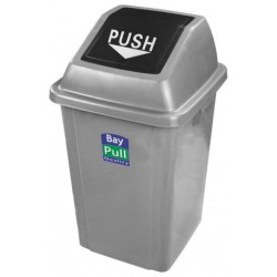 (26035) PAPELERA 25 LITROS TAPA BASCULANTE GRIS OSCURO CUERPO GRIS