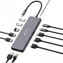 (32153) VERBATIM HUB PRO USB-C A 2XHDMI/1XDP/1XRJ45/3XUSB-A 3.2/1XUSB-A 3.2/2 XUSB-A 2.0/1X JACK 3.5/2XUSB-C PD PLATA