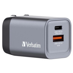 (32200) VERBATIM GNC-35 CARGADOR PARED GAN 35W USB-A 3.0 Y USB-C 3.0