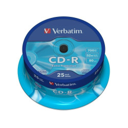 (43432) VERBATIM CD-R, 700MB, 52X, 25 PACK SPINDLE, SUPERFICIE EXTRA PROTECTION