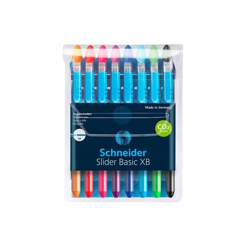 (SH151285) SCHNEIDER BOLÍGRAFO SLIDER BASIC F C/SURTIDOS ESTUCHE 6 UD + 2 GRATIS