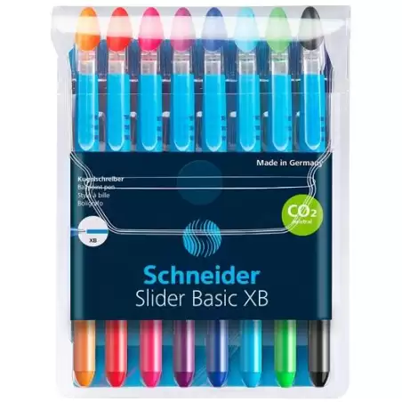 (SH151285) SCHNEIDER BOLÍGRAFO SLIDER BASIC F C/SURTIDOS ESTUCHE 6 UD + 2 GRATIS