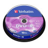 (43498) VERBATIM DVD+R, 4.7GB, 16X, 10 PACK SPINDLE, SUPERFICIE MATT SILVER