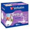 (43508) VERBATIM DVD+R, 4.7GB, 16X, 10 PACK BRANDED JEWEL CASE, SUPERFICIE WIDE INKJET PRINTABLE