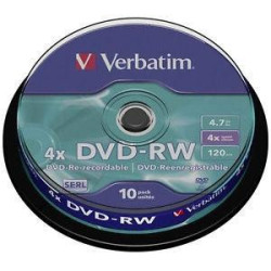 (43552) VERBATIM DVD-RW 4.7GB 4X (TARRINA 10 UNIDADES)
