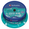 (43639) VERBATIM DVD-RW, 4.7GB, 4X, 25 PACK SPINDLE, SUPERFICIE MATT SILVER REGRABABLE