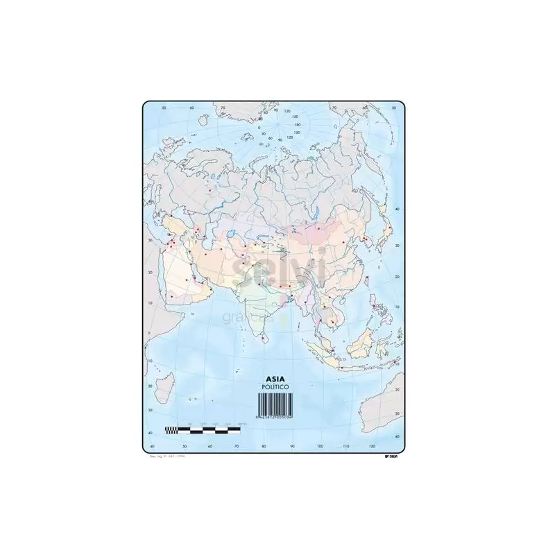 (503) SELVI MAPA MUDO POLÍTICO DE ASIA A4 -50U-