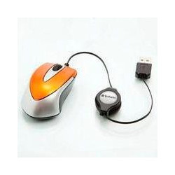 (49023) VERBATIM RATÓN GO MINI CABLE USB RETRÁCTIL 1000PPP ULTRAPORTÁTIL NARANJA