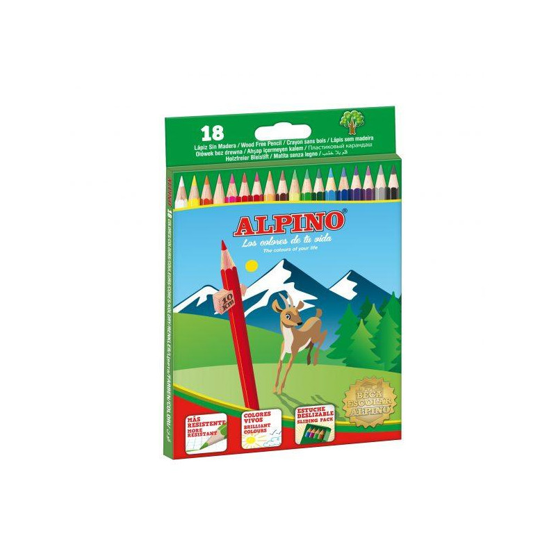 (AL010656) ALPINO LÁPICES DE COLORES 175MM C/SURTIDOS ESTUCHE 18 UD