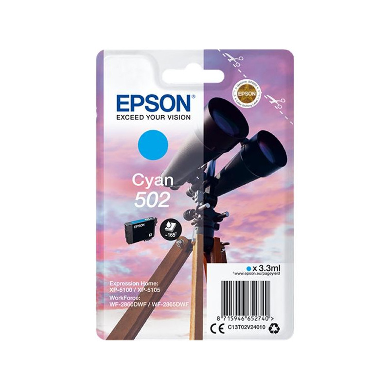 (C13T02V24010) EPSON SINGLEPACK CYAN 502 INK (XP-5100