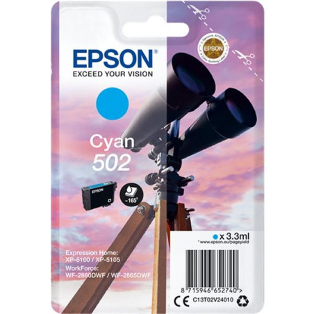 (C13T02V24010) EPSON SINGLEPACK CYAN 502 INK (XP-5100